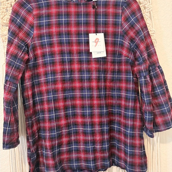 The Nines by HATCH Tops - The Nines by HATCH Burgundy & Navy Plaid Maternity Top Size Small